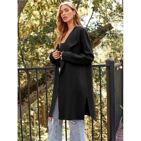 Women's Oversized Long Cardigan Sweater – Fall Knit Coatigan - Picture 6 of 8